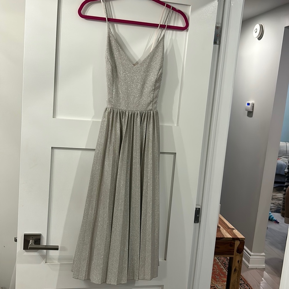NWT Sz. 6 Champagne/Pewter Silver Dress from anthropologie.